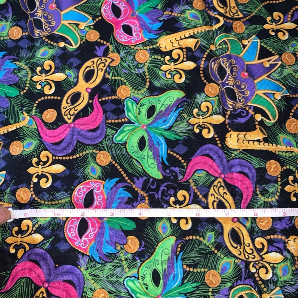 Mardi Gras Fabric Masquerade New Orleans Beads  Cotton By Yard  36” by 44”